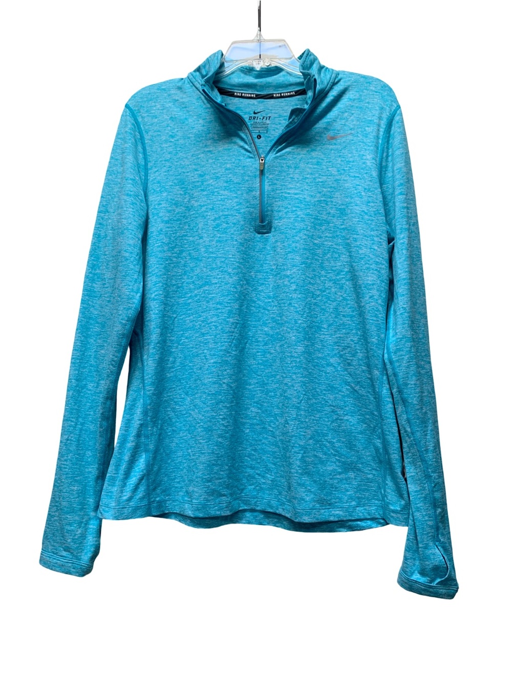 Nike Aqua Running Blue Long Sleeve Dri-FIT Quarter Zip Top